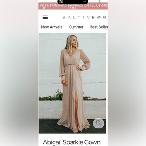 Baltic Born Shimmering Beige Long Sleeve Dress